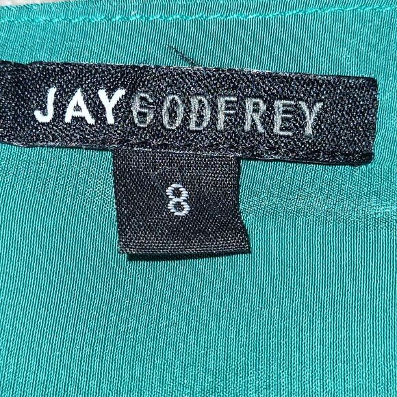 NEW Jay Godfrey Size 8 Silk Teal Green Blouse Button-Down Asymmetrical Hemline - Picture 3 of 15